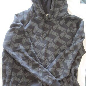 Nike Black Hoodie: Men's s:XL, w/ Gray 'Nike' logo's pattern, nice cond.